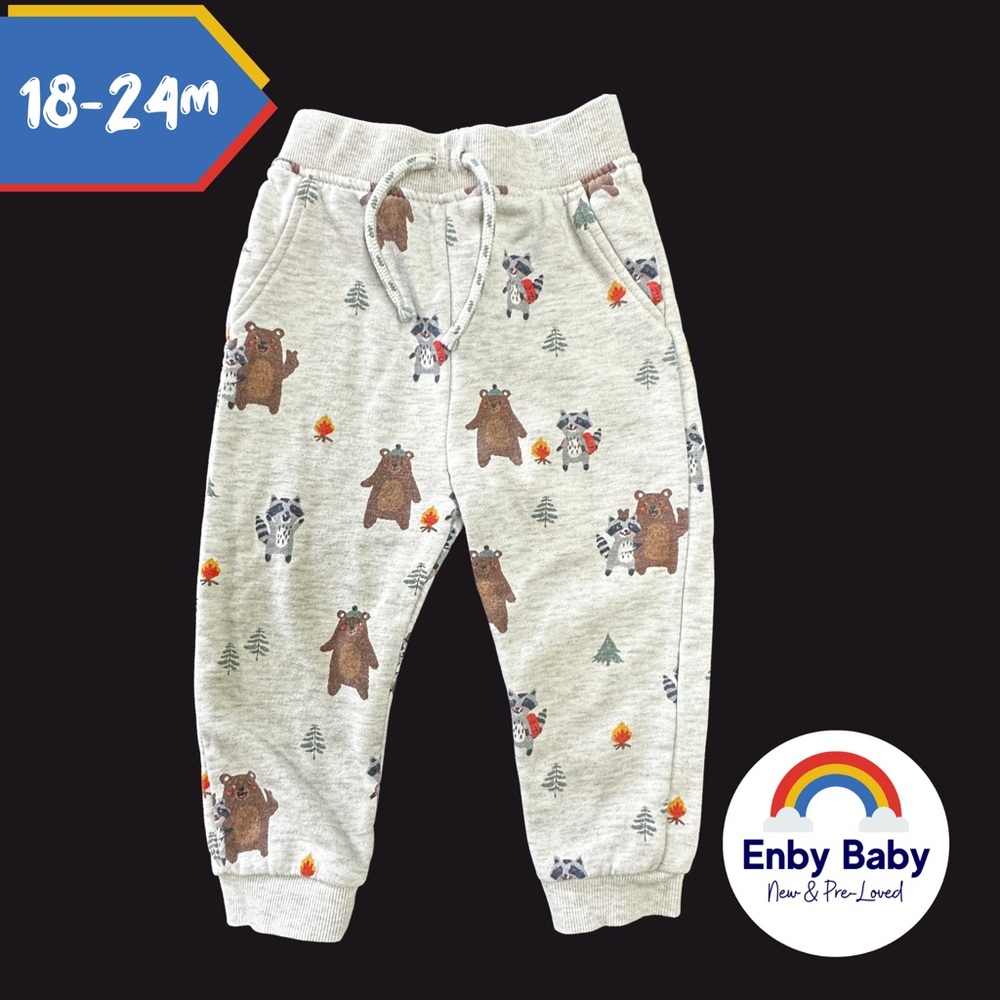 18-24m Cotton Joggers with Bears and Raccoons
